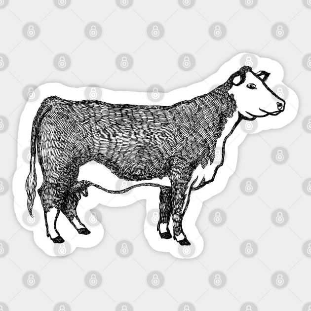 Cow Hand Drawn Sticker by KC Happy Shop